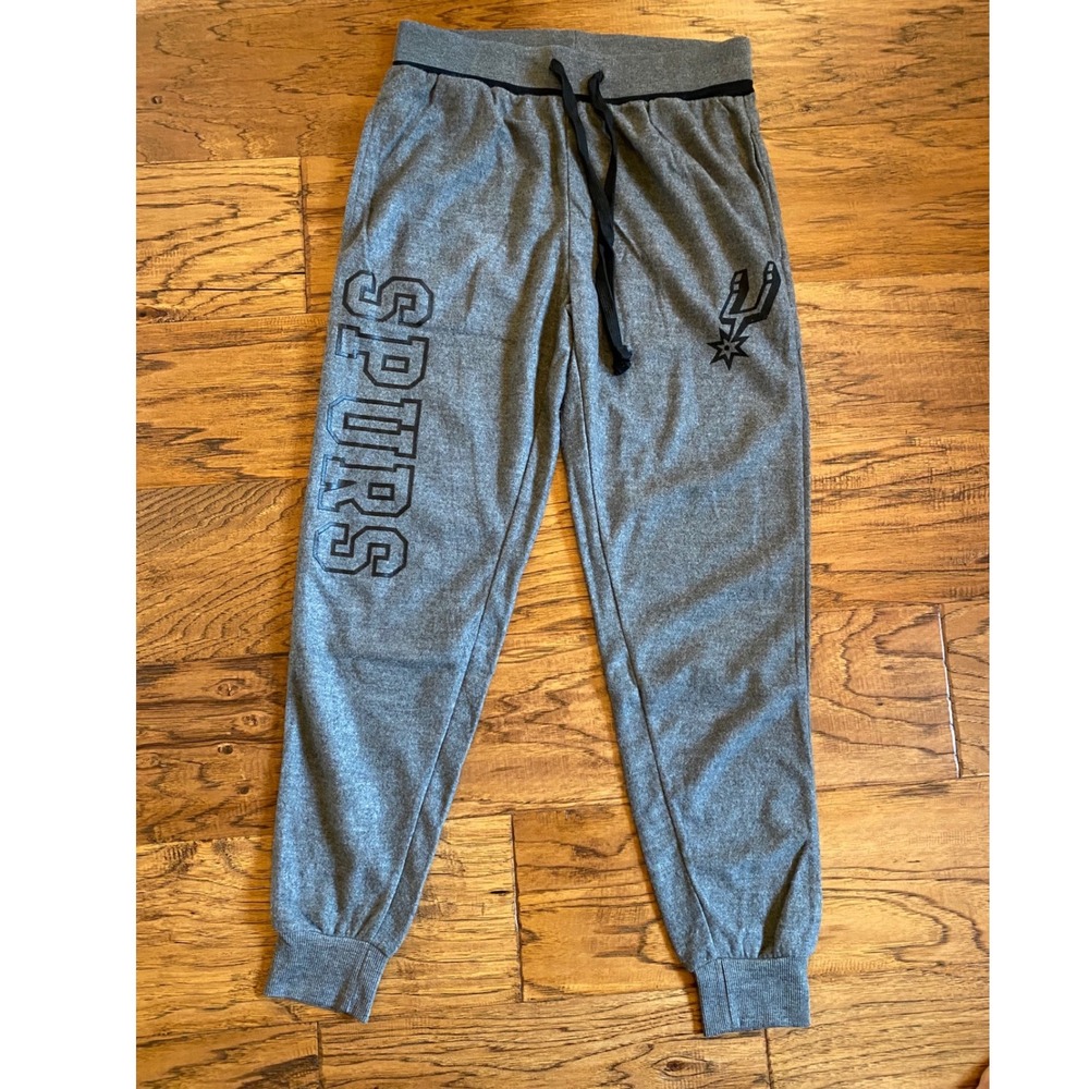 NBA San Antonio Spurs Mens Jogger Sweatpants Heather Gray Logo Size Medium NEW